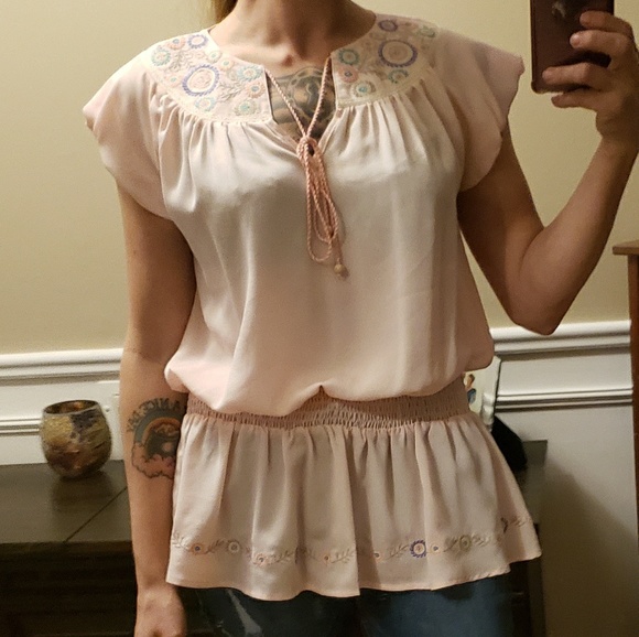 Moon Collection Tops - Moon collection Faux suede embroidered bib tunic